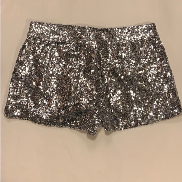 Jr Girls Silver Sequined Shorts - Picture 2 of 3